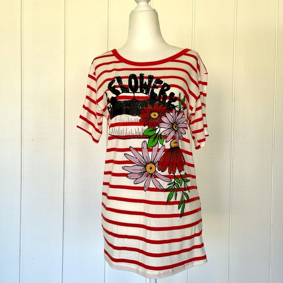 “Be Flowery” Striped Graphic Tee - Picture 2 of 4